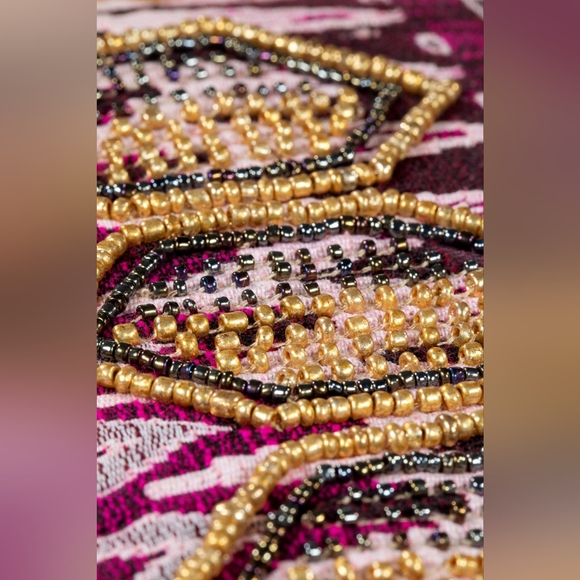 Handmade Hand Beaded Wristlet Clutch - Ethnic Inspired Design - Dyed Fine Cotton - Picture 6 of 6